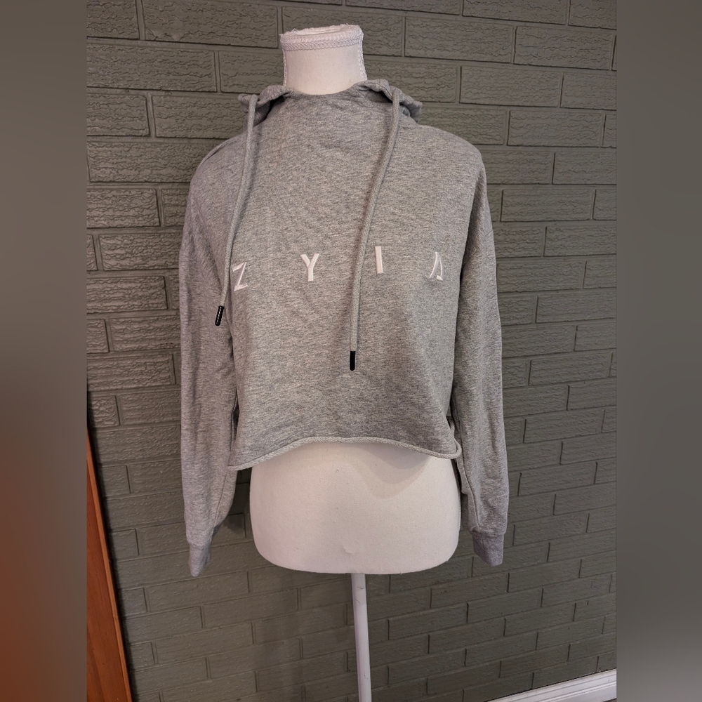 ZYIA Women's Gray Raw Edge Hoodie